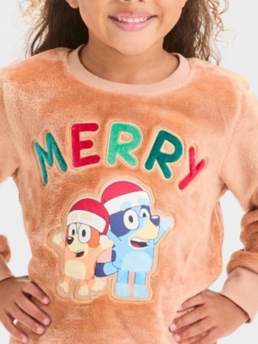 Kids' Bluey Tan Merry Sweatshirt size 4T